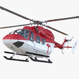 3D model Kawasaki BK 117 Air Ambulance Helicopter Rigged